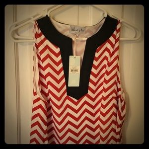 Mud Pie Garnet and Black Chevron Dress